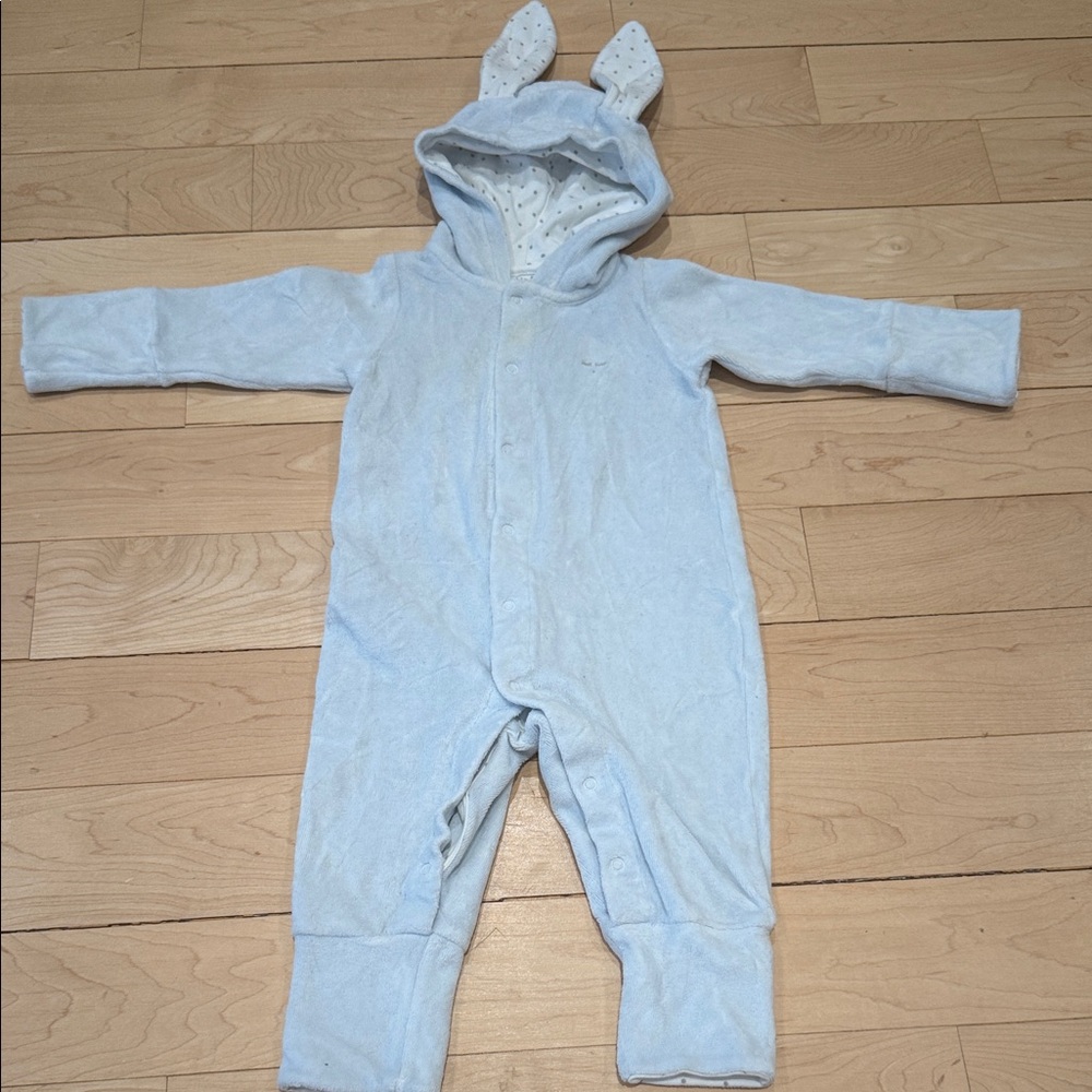 Lively Light Blue Kids One Piece with Ear Details